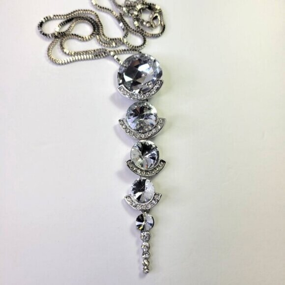 Crystal Teardrop Pendant Necklace STATEMENT Crystal Pendant Necklace - Picture 1 of 13